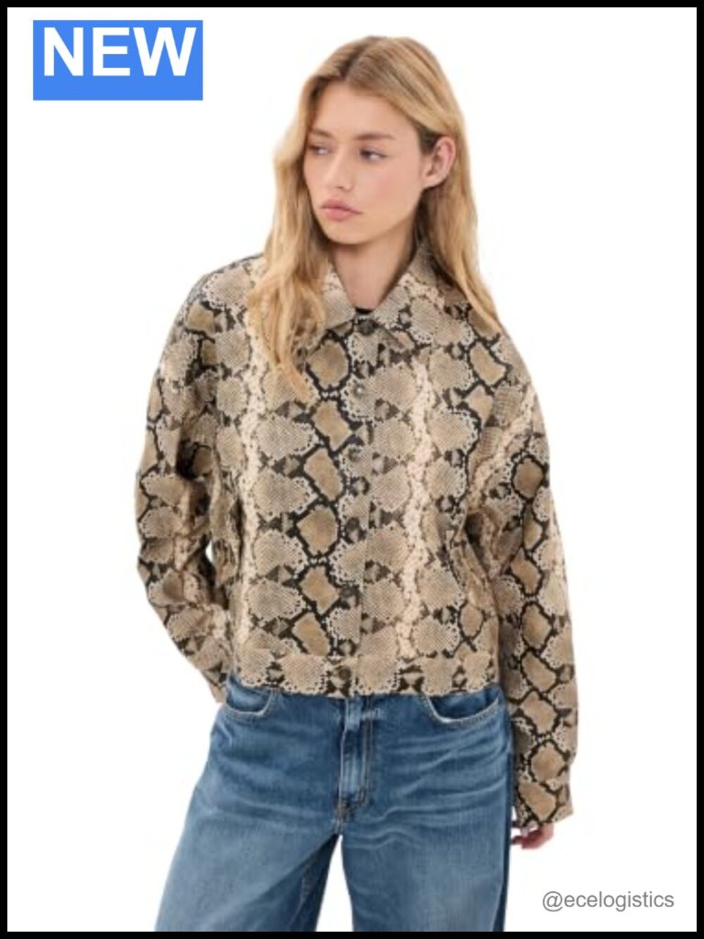Women's Faux Leather Snake Embossed Moto Jacket